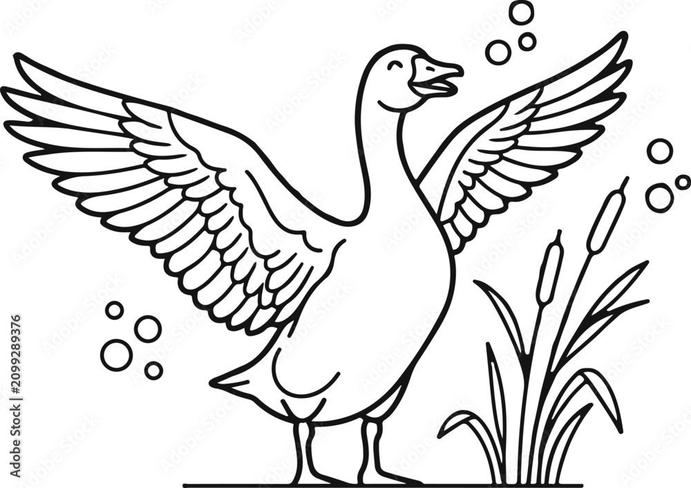 Fototapeta premium Cute goat on stump coloring page for kids and adults printable activity