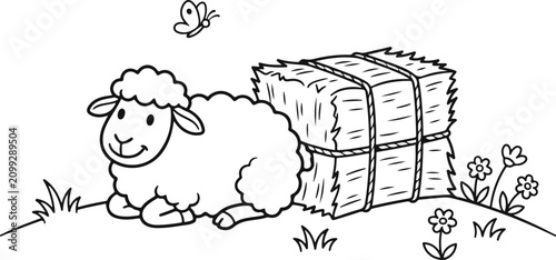 Cute pig with flower coloring page for kids and adults printable design