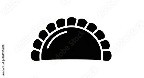 Black silhouette icon of a dumpling or pierogi
