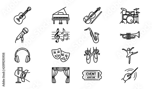 Fotografía Music and Performing Arts Stroke Icon Set