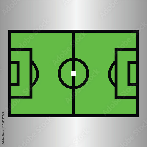 Bild auf Leinwand Soccer field illustration flat vector graphic with green fill and black outlines