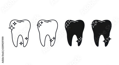 Set of clean and shiny teeth icons