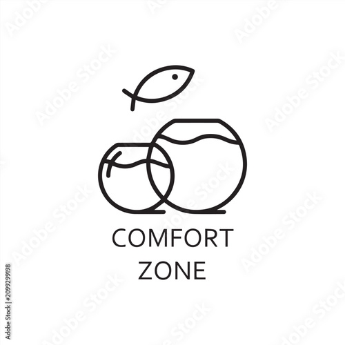 Konstfotografi Black flat line vector icon comfort zone as aquarium