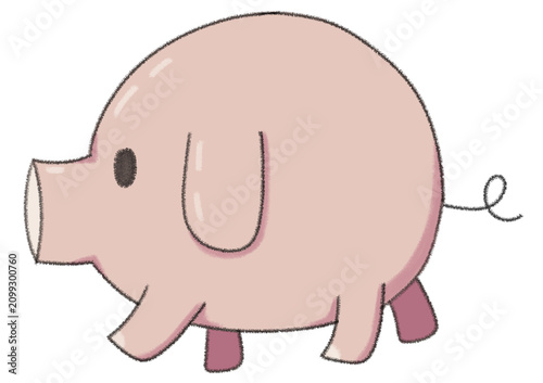 Photography Cute hand-drawn little pig cartoon illustration standing profile