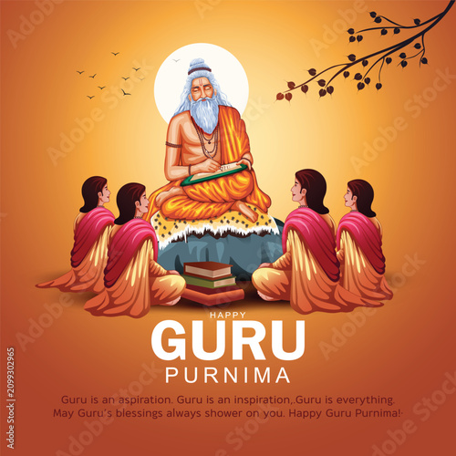 new Happy guru Purnima guru writing letter. god abstract Vector Illustration design.