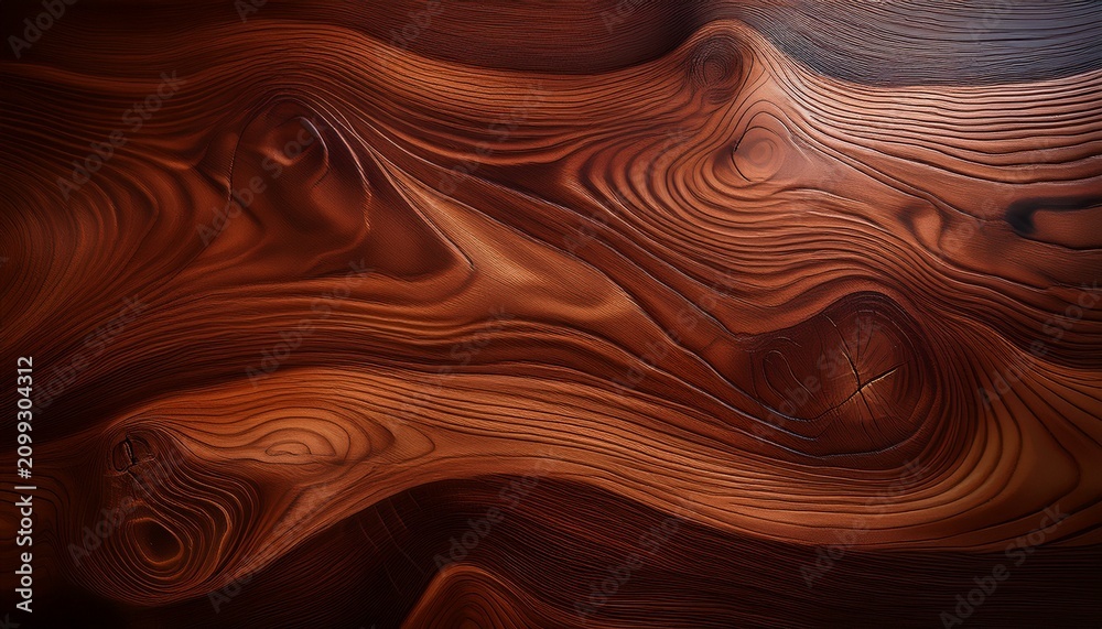Fototapeta premium smooth dark brown wooden surface with natural grain and knots made with generative ai