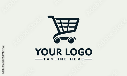 Konstfotografi Modern minimalist shopping cart logo design template for retail and ecommerce bu