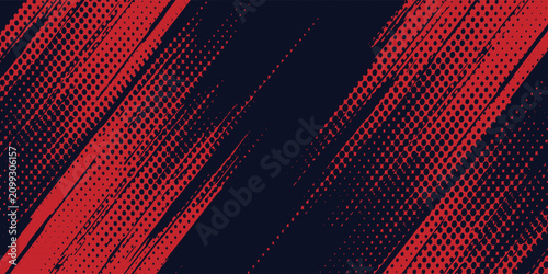 Abstract dynamic red and navy blue background with diagonal brush strokes. Energetic distressed grunge