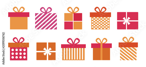 Silhouettes of gift boxes on a white background. Vector illustration