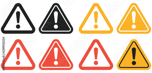 Bild auf Leinwand Danger Warning Icon Set Representing Attention Caution Hazard Alert and Exclamat