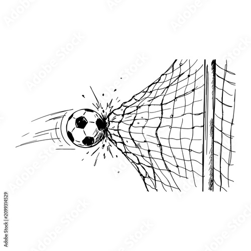 Soccer ball hits the back of the net to signify a successful goal scored during a competitive match.