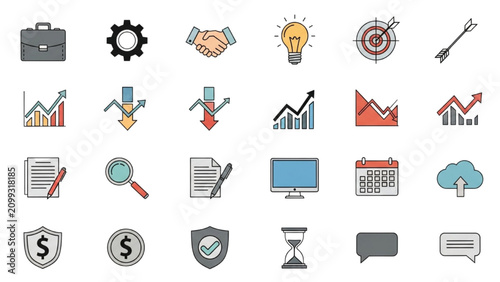 Vector Icon Sheet of Business and Finance Symbols