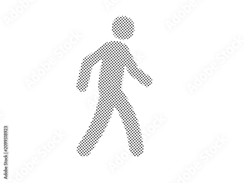Black Halftone Walking Pedestrian Man Silhouette Design