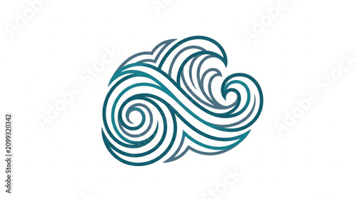 Fotografie Abstract teal wave design with swirling patterns.