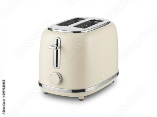 Retro Cream Two-Slice Toaster on White Background