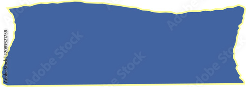 Foto A rectangular blue pillow with a distinct light yellow decorative border trim