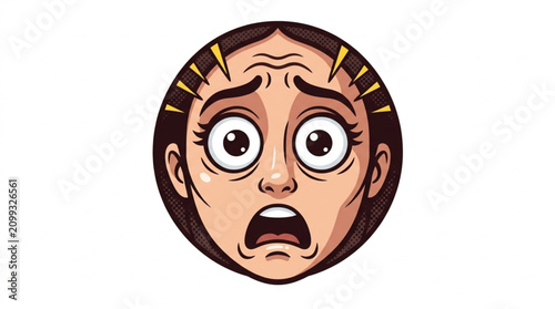 Cuadro en lienzo Cartoon face expressing shock and surprise with wide eyes.