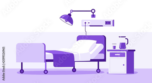 Hospital Room Interior Illustration Of Bedside Furniture And Medical Equipment Displayed