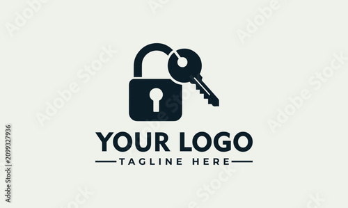 Minimalist Security Logo Concept Featuring a Padlock and Key Icon for Data Protection and Digital Privacy Business Branding