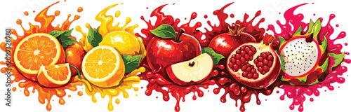 Foto Generated on Juicy fruits splatter