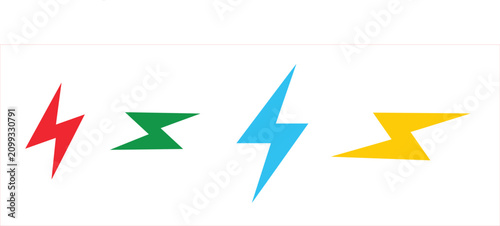 Colorful lightning bolt icons set red green blue and yellow designs
