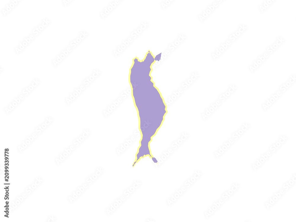 Obraz premium A stylized purple abstract shape with a bright yellow outline on display
