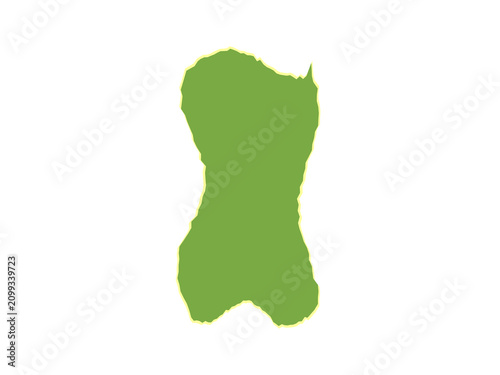 Bild auf Leinwand A single green leaf with a distinct irregular shape and jagged edges