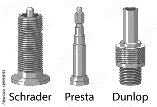 Принти на полотні “Detailed Vector Illustration of Schrader, Presta, and Dunlop Bicycle Valves”