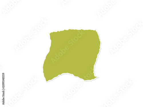 Obraz na plátně A single piece of textured olive green paper with rough torn ragged edges