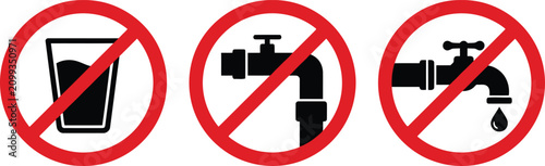 No drinking water prohibition sign vector collection