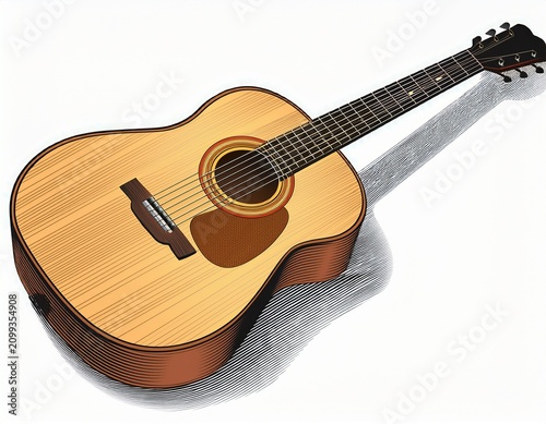 acoustic guitar isolated on white