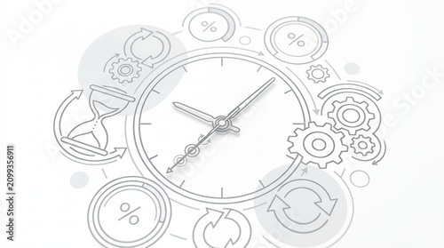 Minimalist Time Clock Thin Line Icon Design Representing Efficiency and Planning