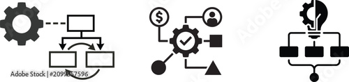 Work flow icon collections process automation business operations and management system graphics