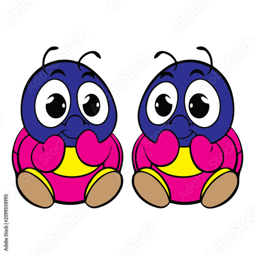 Cute Twin Cartoon Characters - Colourful Vector Illustration for Kids
