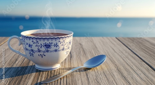 Coffee Cup on Table.