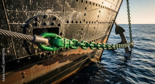 Ship anchor and chain.