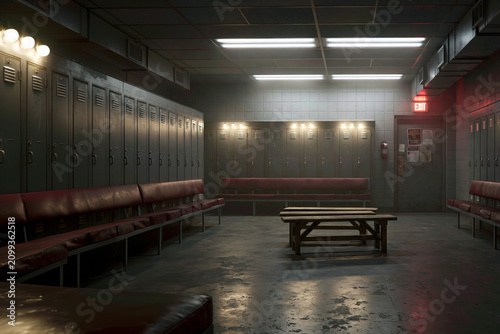 the inside of an empty locker room at a professional