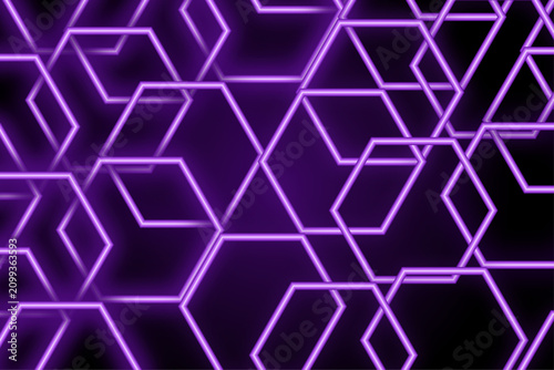 Purple Neon Hexagon Network for Technology Backgrounds, Web Banners and Digital Advertising
