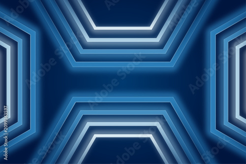 Blue Hexagonal Tunnel Intersection for Futuristic Banners, Technology Branding and Digital Advertising