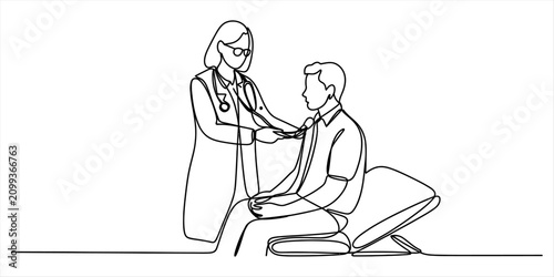 Continuous one line drawing of a construction worker wearing a hard hat using a hammer to drive a nail into the floor for building and home renovation