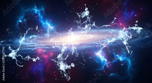 Vibrant cosmic light show in space.