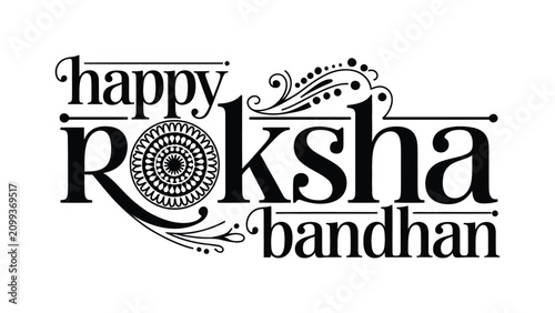 Foto Happy raksha bandhan decorative typography design featuring ornate flourishes an
