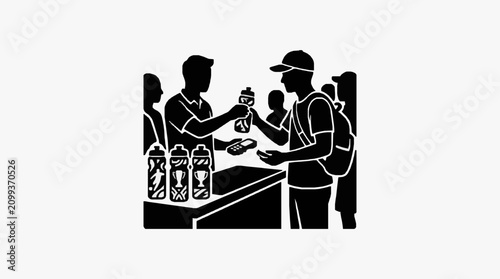 Obraz na plátně Customer purchasing beer at a bar counter illustration.