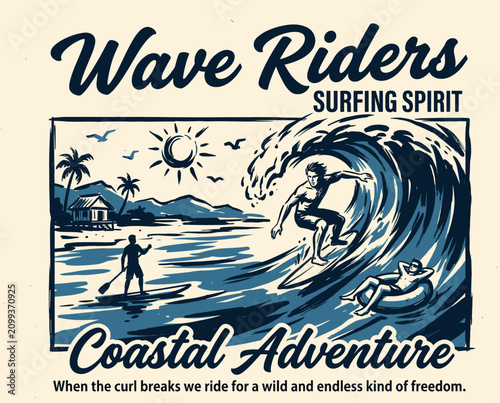 Photography Vintage surfing poster illustration