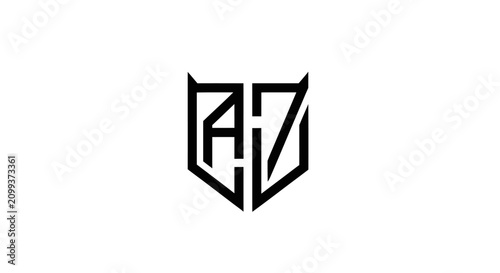 Quadro su tela Modern shield logo with monogram letters A and Z.