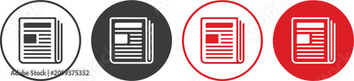 Photos Icon sat collection newspaper icon set black gray red variations for digital med