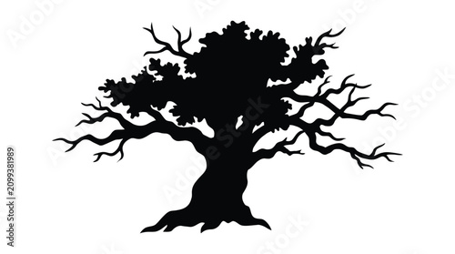 Foto Bare tree with sprawling branches black silhouette