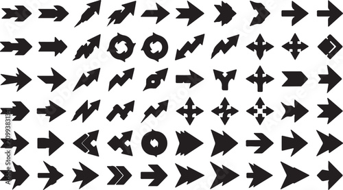 Fotografía Arrows in a comprehensive collection display numerous directional styles and variations designed for clear communication in complex infographics and digital layouts
