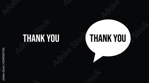 Принти на полотні Icon sat collection black and white 'thank you' speech bubbles for gratitude app