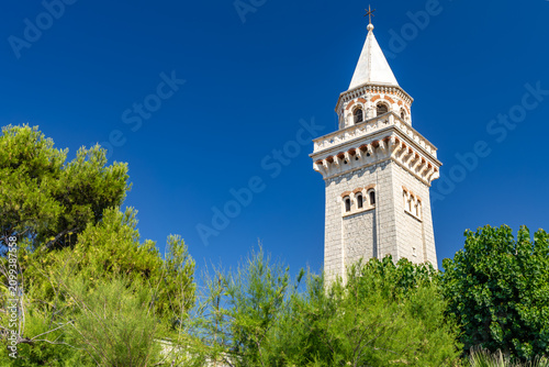 Konstfotografi Historic Bell Tower of the Old Parish Church in Kastel Sucurac, Dalmatia, Croati